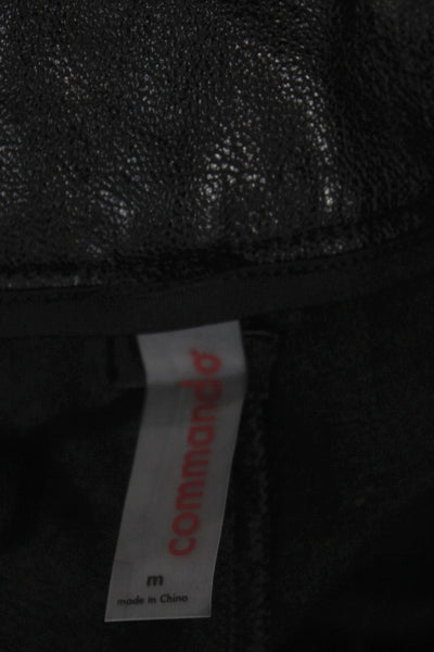 Commando Womens Ankle Faux Leather Pants Black Button Size M