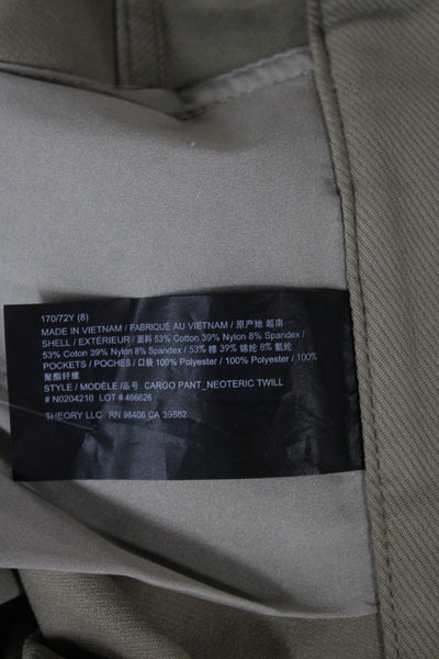 Theory Womens Beige Cargo Pants Button Inseam 26 Size 8