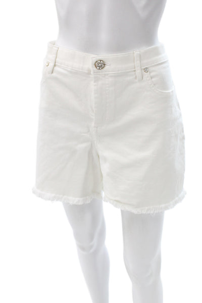 Lilly Pulitzer Women Cut-Off White Cotton Blend Shorts Size 14