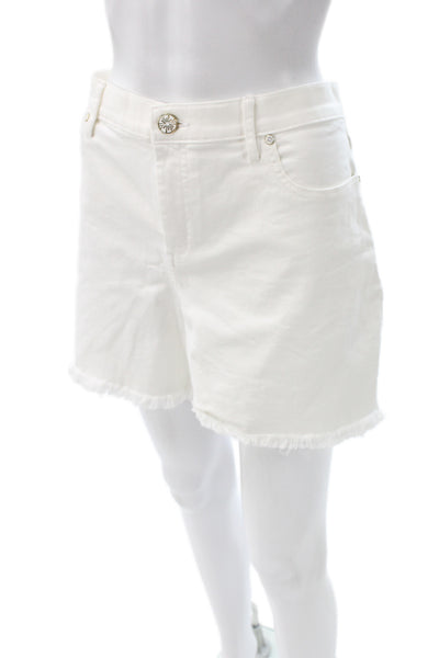 Lilly Pulitzer Women Cut-Off White Cotton Blend Shorts Size 14