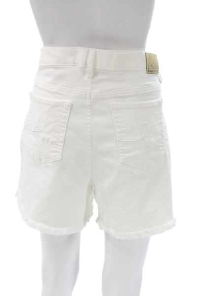 Lilly Pulitzer Women Cut-Off White Cotton Blend Shorts Size 14