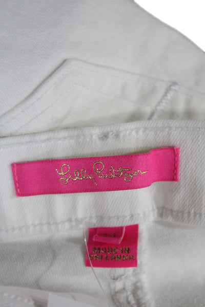 Lilly Pulitzer Women Cut-Off White Cotton Blend Shorts Size 14