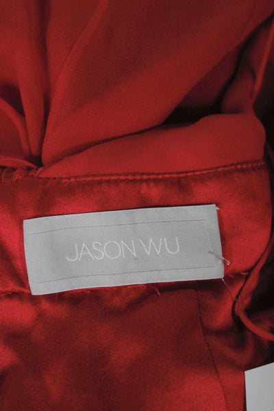 Jason Wu Women Sheath Dress Red Silk Halter Sleeveless Cocktail Short Size 2