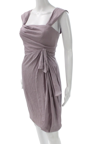 J. Mendel Women Sheath Cocktail Purple Silk Square Neck Sleeveless Dress Size 2