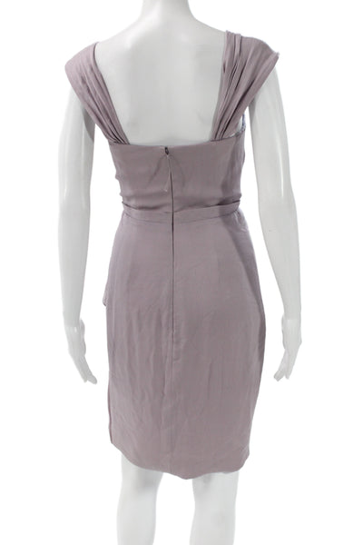 J. Mendel Women Sheath Cocktail Purple Silk Square Neck Sleeveless Dress Size 2