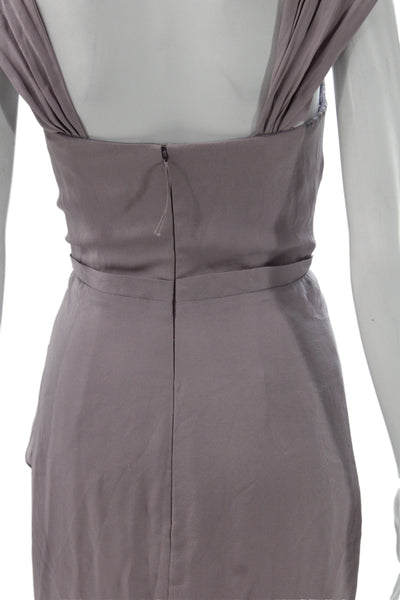 J. Mendel Women Sheath Cocktail Purple Silk Square Neck Sleeveless Dress Size 2