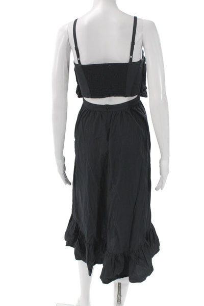 Joie Women Sundress Black V-Neck 100% Cotton Sleeveless Zip Midcalf Size 0