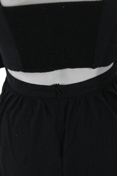 Joie Women Sundress Black V-Neck 100% Cotton Sleeveless Zip Midcalf Size 0
