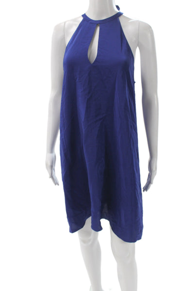 Amanda Uprichard Women Blue Silk Halter Shift Dress Size S