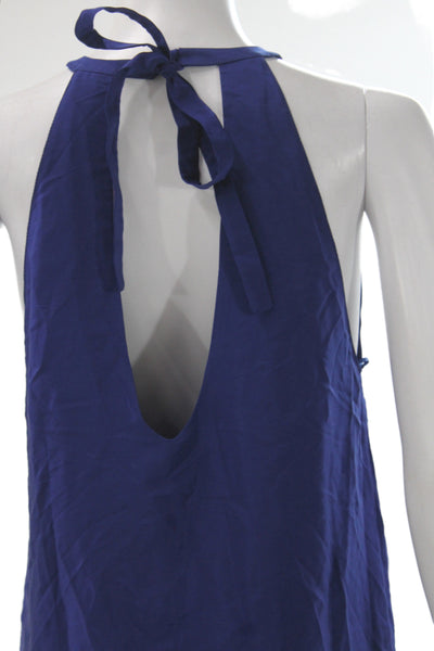 Amanda Uprichard Women Blue Silk Halter Shift Dress Size S
