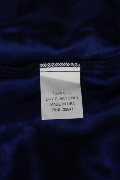 Amanda Uprichard Women Blue Silk Halter Shift Dress Size S