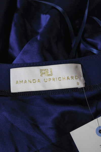Amanda Uprichard Women Blue Silk Halter Shift Dress Size S