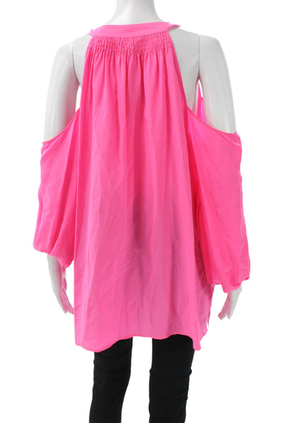 Lilly Pulitzer Women Silk V-Neck Long Sleeve Tunic Pink Bohemian Size XL