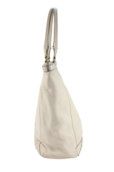 Cole Haan Womens Leather Snap Closure Top Handle Handbag Cream