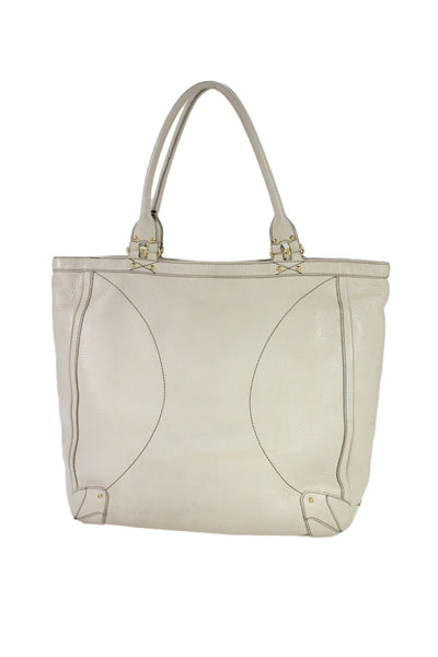 Cole Haan Womens Leather Snap Closure Top Handle Handbag Cream
