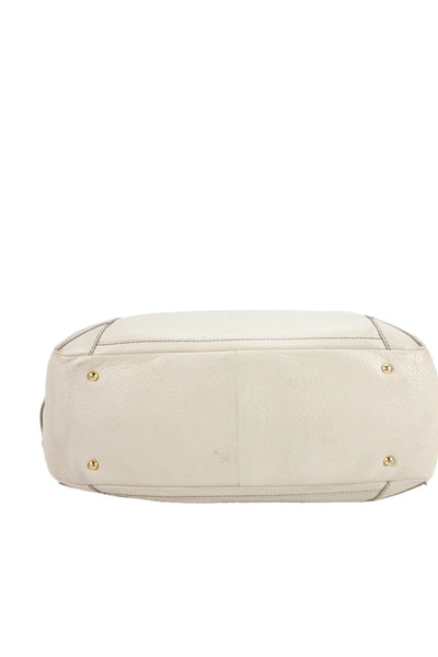 Cole Haan Womens Leather Snap Closure Top Handle Handbag Cream