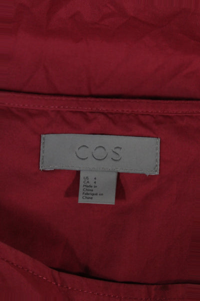 COS Womens Shift Dress Red Cotton Half Sleeve Above Knee Size 4