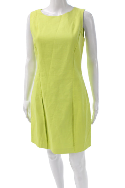 Halston Heritage Womens Sheath Dress Green Sleeveless Knee Length Size 2