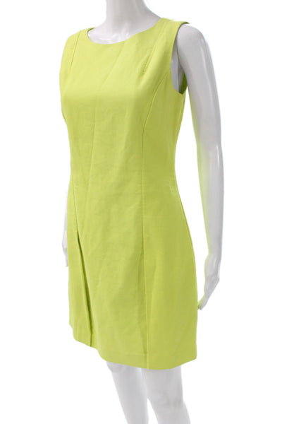 Halston Heritage Womens Sheath Dress Green Sleeveless Knee Length Size 2