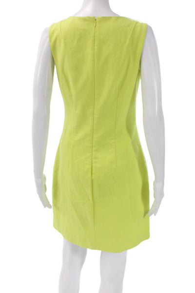 Halston Heritage Womens Sheath Dress Green Sleeveless Knee Length Size 2