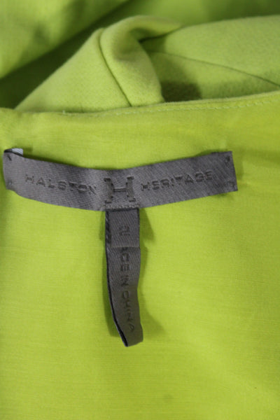 Halston Heritage Womens Sheath Dress Green Sleeveless Knee Length Size 2