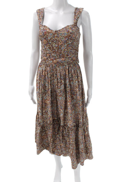 ASTR Womens Paisley Cotton Sundress Sweetheart Neckline Sleeveless Size 4
