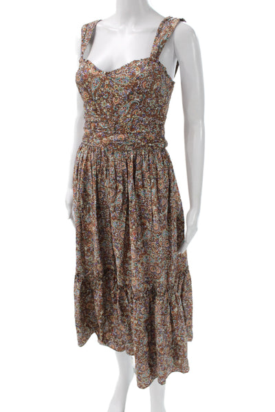 ASTR Womens Paisley Cotton Sundress Sweetheart Neckline Sleeveless Size 4