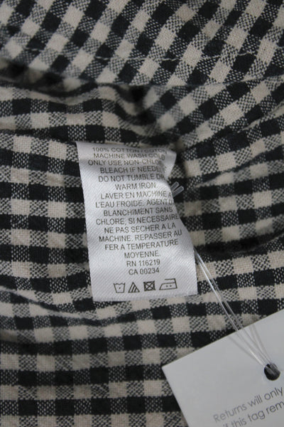 Steven Alan Women Beige Check Collared Cotton Long Sleeve Button-Up Top Size 0P