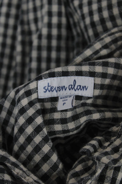 Steven Alan Women Beige Check Collared Cotton Long Sleeve Button-Up Top Size 0P