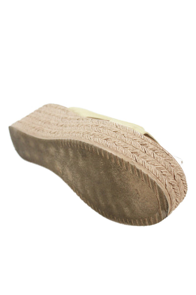 Cordani Womens Leather Cross Strap Platform Espadrille Sandals Beige Size 40 10