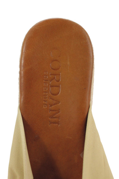 Cordani Womens Leather Cross Strap Platform Espadrille Sandals Beige Size 40 10