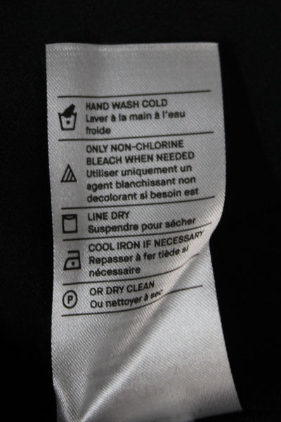Vince Womens Basic Silk Blouse Black Long Sleeve Round Neck Zip Size XS