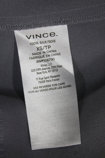 Vince Women Basic Silk Cowl Neck Short Sleeve Blouse Gray Size XS