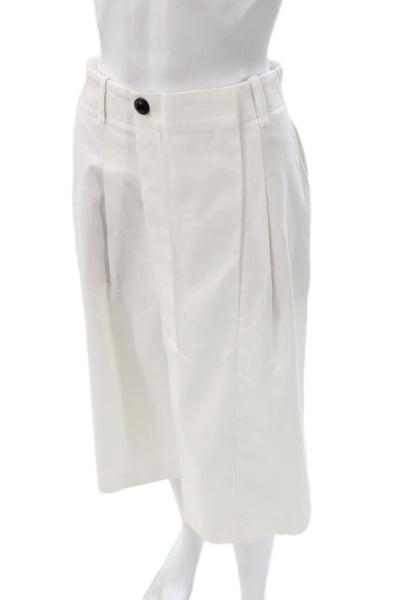 Vince Womens Cropped White Cotton Pants Button Closure Size 0