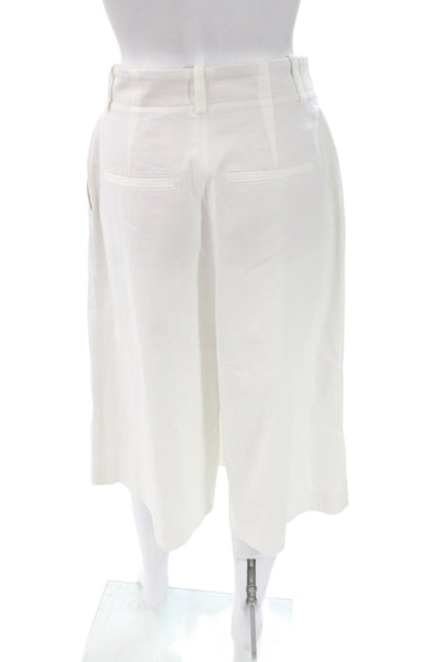 Vince Womens Cropped White Cotton Pants Button Closure Size 0