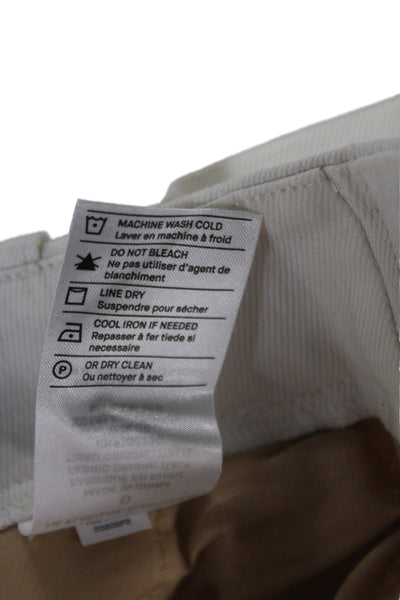 Vince Womens Cropped White Cotton Pants Button Closure Size 0