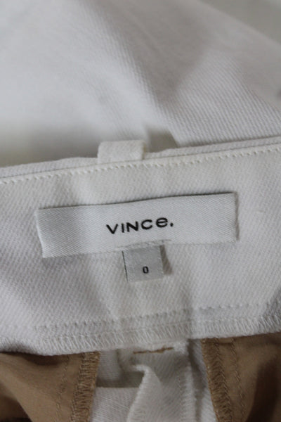 Vince Womens Cropped White Cotton Pants Button Closure Size 0