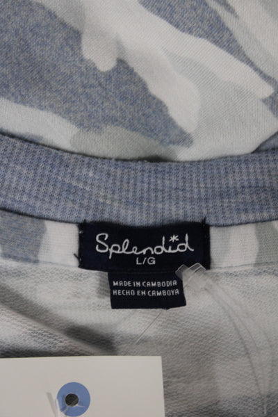 Splendid Women Camouflage Blue Drawstring Pants Size L