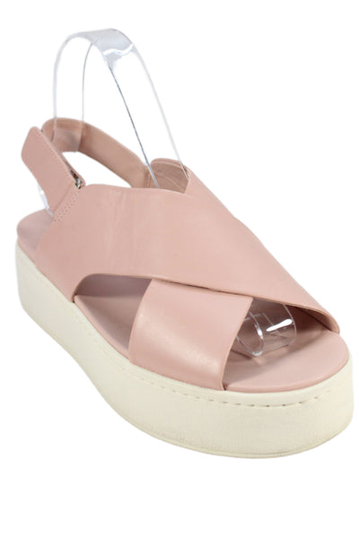 Vince Womens Leather Ankle Strap Platform Sandals Pink Size 9