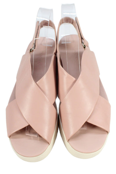 Vince Womens Leather Ankle Strap Platform Sandals Pink Size 9