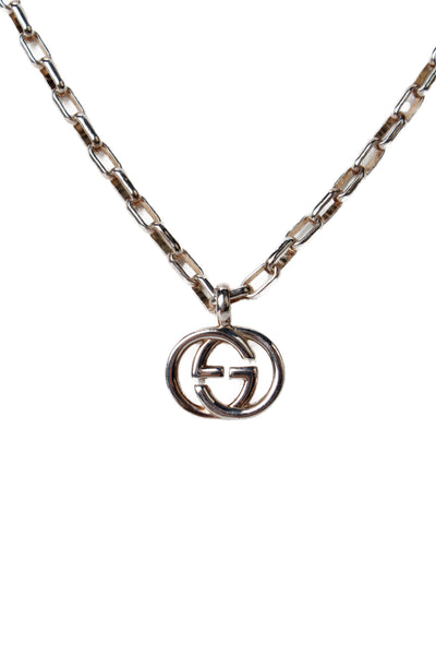 Gucci Unisex 925 Silver Interlocking G Logo Pendant Necklace 20" 21.4g