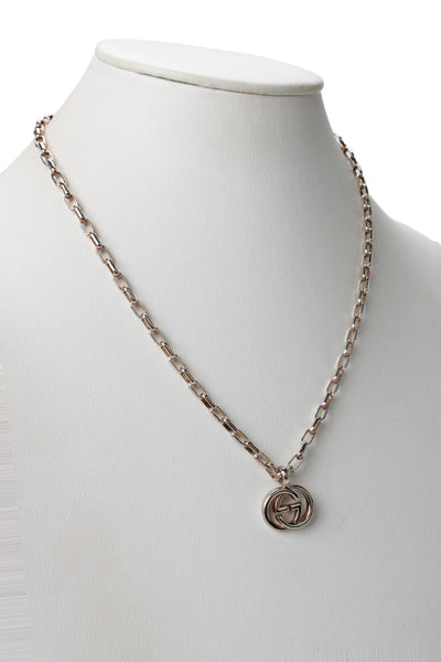 Gucci Unisex 925 Silver Interlocking G Logo Pendant Necklace 20" 21.4g