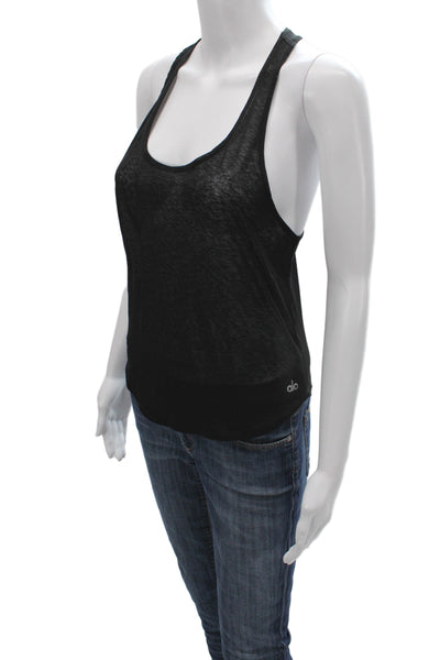 Alo Womens Basic Scoop Neck Sleeveless Tank Black Size S