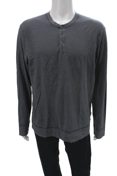Standard James Perse Mens Basic Henley Long Sleeve Gray T-Shirt Size 3