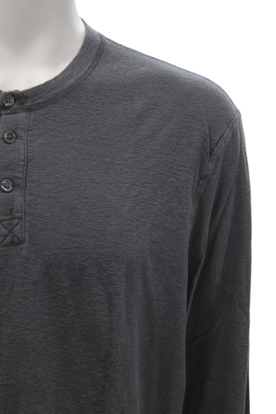 Standard James Perse Mens Basic Henley Long Sleeve Gray T-Shirt Size 3