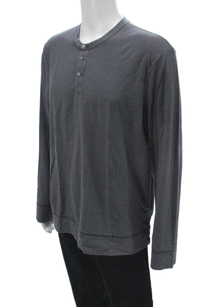 Standard James Perse Mens Basic Henley Long Sleeve Gray T-Shirt Size 3