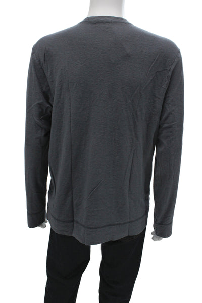 Standard James Perse Mens Basic Henley Long Sleeve Gray T-Shirt Size 3