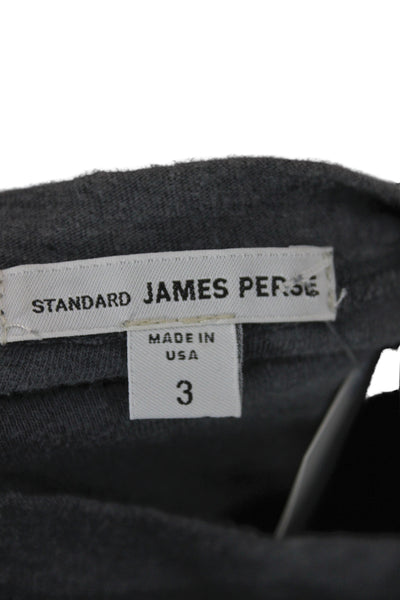 Standard James Perse Mens Basic Henley Long Sleeve Gray T-Shirt Size 3