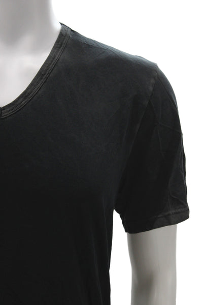 Cotton Citizen Mens Basic T-Shirt Black V-Neck Supima Cotton Size L