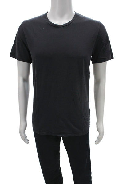Vince Mens Basic Black Pima Cotton Crew Neck T-Shirt Size L